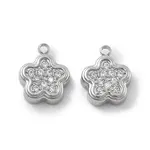 304 Stainless Steel Micro Pave Cubic Zirconia Charms