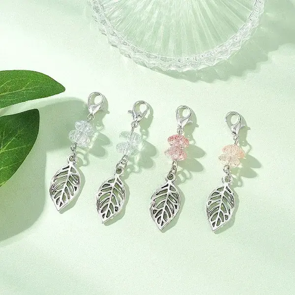 4Pcs Crackle Glass Beads Pendant Decorations