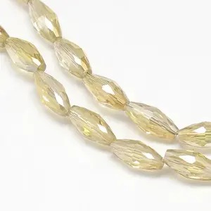 Electroplate Crystal Glass Rice Beads Strands