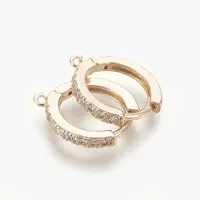Brass Micro Pave Cubic Zirconia Huggie Hoop Earring Findings
