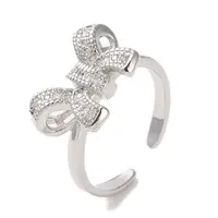 Brass Micro Pave Cubic Zirconia Open Cuff Ring