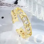 Brass Micro Pave Clear Cubic Zirconia Open Cuff Rings for Women