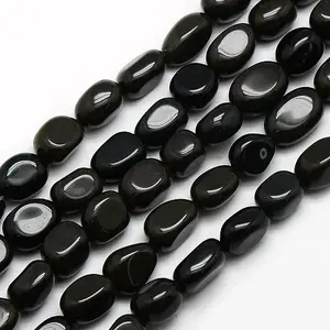 Natural Obsidian Nuggets Beads Strands