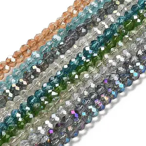 Electroplate Glass Faceted Rondelle Beads Strands