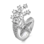 Brass Micro Pave Clear Cubic Zirconia Open Cuff Rings for Women