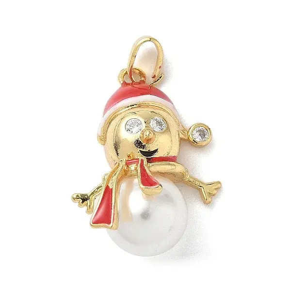 Christmas Brass Micro Pave Cubic Zirconia Enamel Pendants