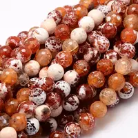 Dyed Natural Fire Crackle Agate Faceted Round Beads Strands