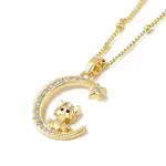 Brass Micro Pave Clear Cubic Zirconia Pendants Necklaces