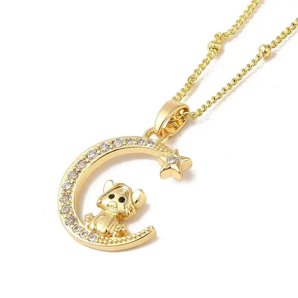 Brass Micro Pave Clear Cubic Zirconia Pendants Necklaces