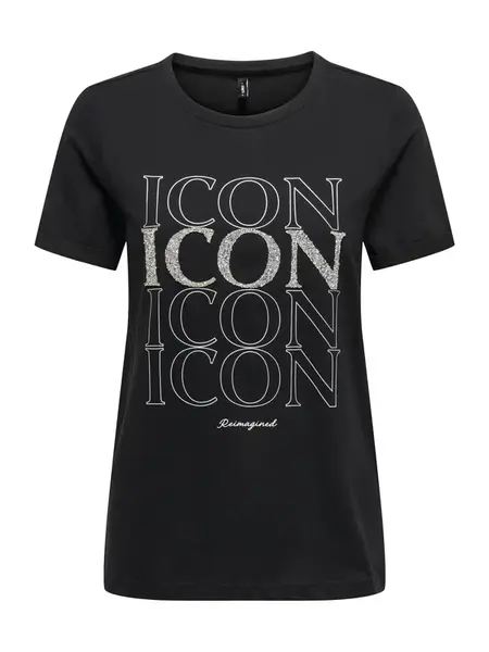 ONLY Tričko  čierna / strieborná / biela