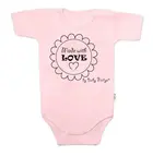 Baby Nellys Body krátký rukáv Made with love,  růžové vel.  80