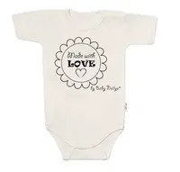 Baby Nellys Body krátký rukáv Made with love,  béžové vel.  68