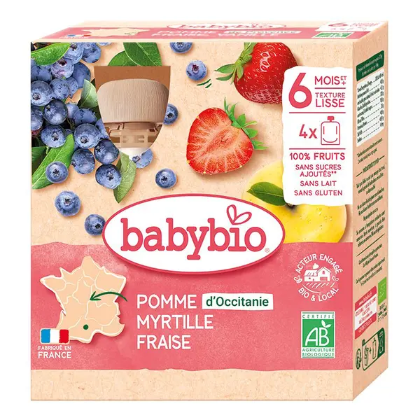Babybio Jablko, borůvky a jahody kapsička 4x90 g