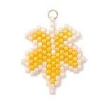 Glass Seed Beaded Maple Leaf Pendants