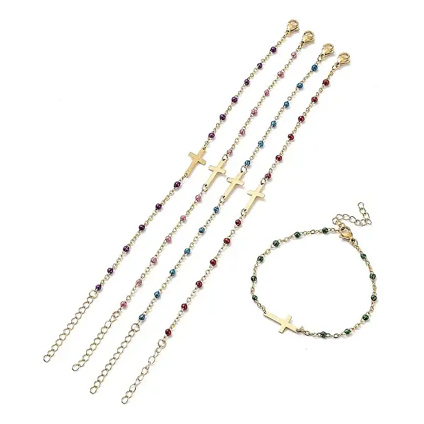 Ion Plating(IP) 304 Stainless Steel with Enamal Chain Bracelets