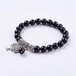 Natural Dyed & Heated Black Agate Stretch Bracelets