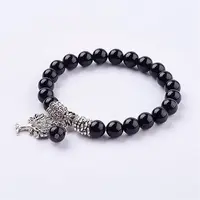 Natural Dyed & Heated Black Agate Stretch Bracelets