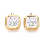 Printed Style 304 Stainless Steel Square with Flower Pendants
