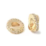 Brass Micro Pave Clear Cubic Zirconia Spacer Beads