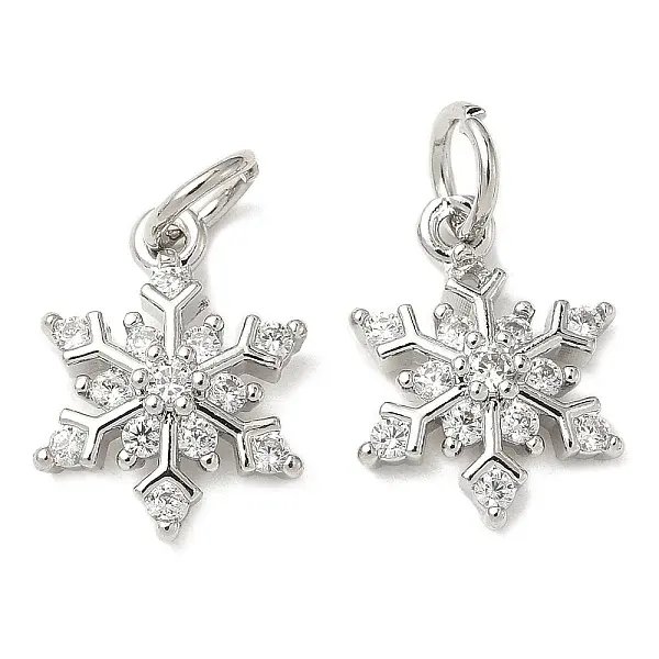 Brass Micro Pave Cubic Zirconia Pendants with Jumping Ring