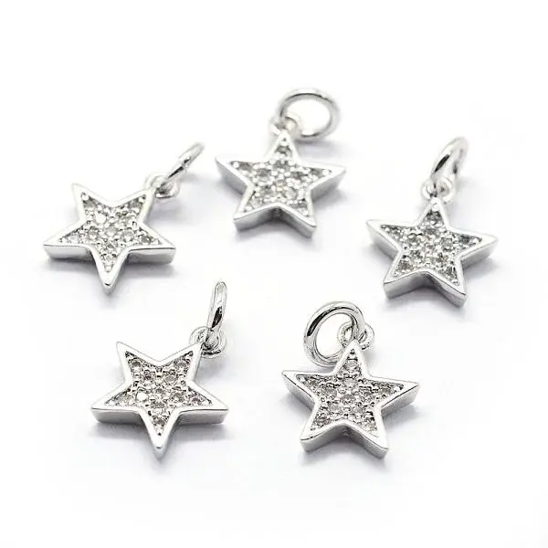 Brass Micro Pave Cubic Zirconia Charms