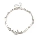 Alloy Pave Cubic Zirconia Moon Link Bracelets