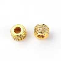 Brass Micro Pave Clear Cubic Zirconia European Beads