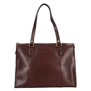 Elegantná dámska kožená kabelka Katana Jarusk - tmavo hnedá