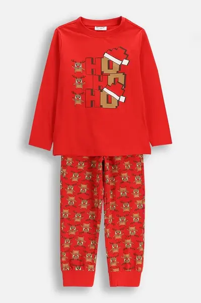 Dětská bavlněná pyžamová souprava Coccodrillo červená barva, MERRY XMAS