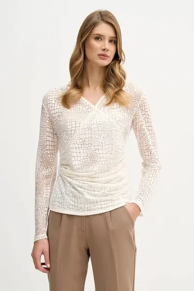 Halenka Sisley dámská, béžová barva, vzorovaná, 3NDXL401A