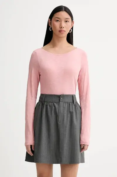 Bavlněné tričko s dlouhým rukávem Marc O'Polo růžová barva, 600226152199