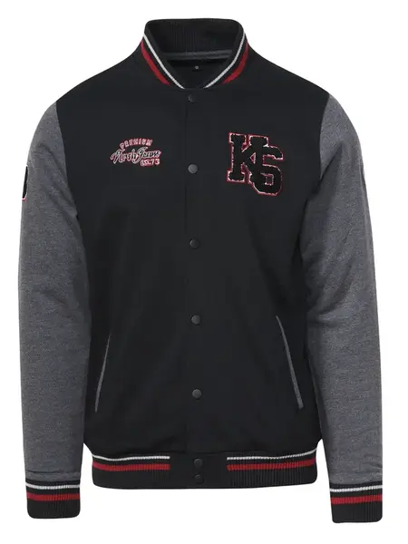 KOROSHI Prechodná bunda  sivá melírovaná / červená / čierna / biela