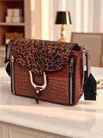 Resti Ariadne Camel Croco Handbag with Panther Flap – Stylish Messenger Bag