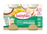 Babybio Svačinka z kokosového mléka s mangem a jablkem 2x130 g