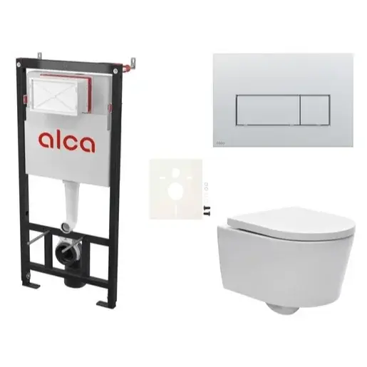 Cenovo zvýhodnený závesný WC set Alca do ľahkých stien / predstenová montáž + WC SAT Brevis SIKOASW9
