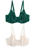 Next Podprsenka  zelená / biela ako vlna