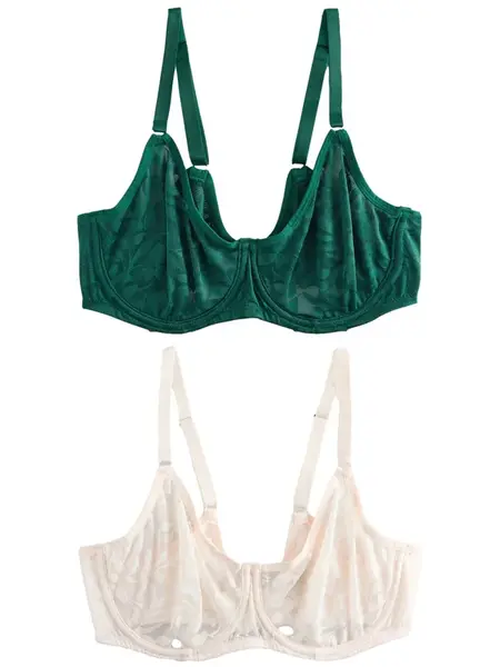 Next Podprsenka  zelená / biela ako vlna