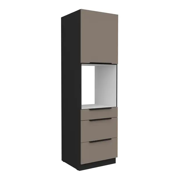 Vysoká skříňka pro vestavnou troubu Aria 60 DPS-210 3S 1F - Premium Box Barva korpusu: Černá, Barva dvířek: TA - Sandgrau AFM