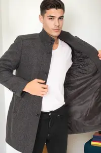 PLT9386 DEWBERRY MEN'S COAT-DIAGONAL BLACK-ANTHRACITE