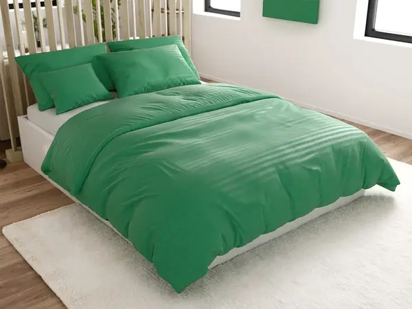 Hotelové povlečení z mikrovlákna JASMINE tmavě zelené - proužek 2 cm Rozměr povlečení: 2 ks 70 x 90 cm | 200 x 220 cm