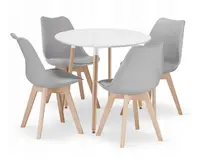 Jedálenský set 1+4, stôl KAMI 80x80 biely + stolička BALI MARK sivá