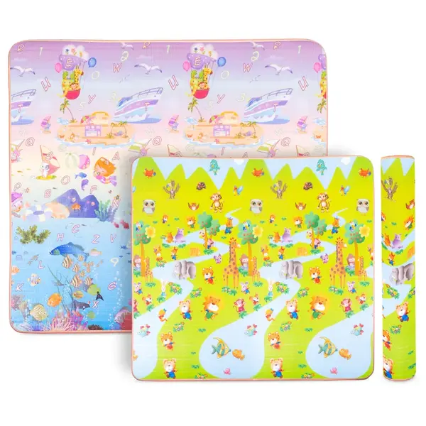 Rolovatelná dětská podložka inSPORTline Lhotino 200x180x1,5 cm Řeka/Oceán