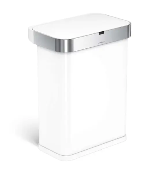 Simplehuman - Bezdotykový odpadkový koš 58 l, s kapsou na sáčky, bílá ST2049