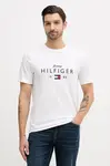 Bavlněné tričko Tommy Hilfiger pánské, bílá barva, s potiskem, MW0MW41455