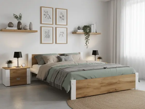 Postel IKAROS 160 x 200 cm, dub artisan/bílá Rošt: Bez roštu, Matrace: Matrace Coco Maxi 20 cm
