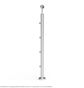 Stĺpik Atlanta 970 mm s nastavením výšky  nehrdz. oceľ