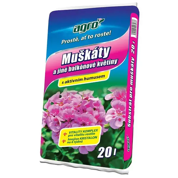AGRO Substrát na muškáty a balkónové kvety 20l