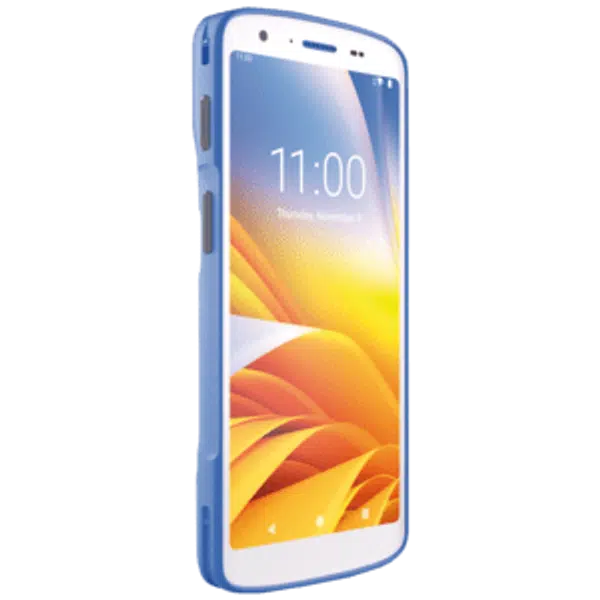 Zebra HC50 WLMT0-H50D8BBK1-A6, datový terminál, mit Notfalltaste, 2D, hot-swap, PTT, USB-C, BT, Wi-Fi, NFC, Android, GMS, white, blue