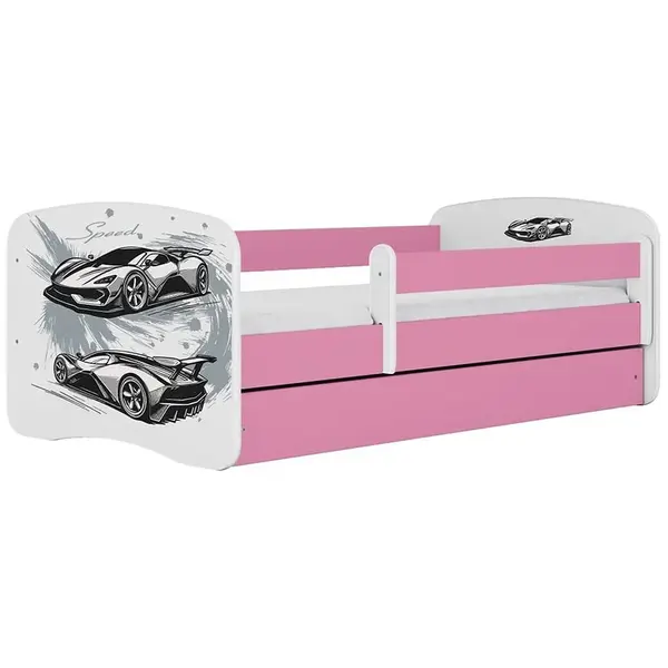 Dětská postel Babydreams+SZ+M růžová 80x160 auto