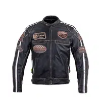 Pánská kožená moto bunda W-TEC Sheawen Vintage černá 4XL
